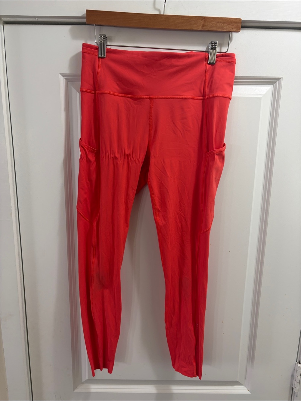 lululemon athletica Bright Coral High-Rise Leggings with Side Pockets sz 10